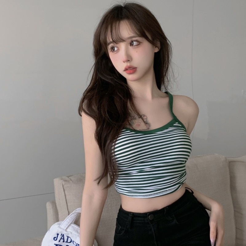 Áo hai dây ZHELIHANGFEI họa tiết kẻ sọc gợi cảm thời trang mùa hè dành cho nữ