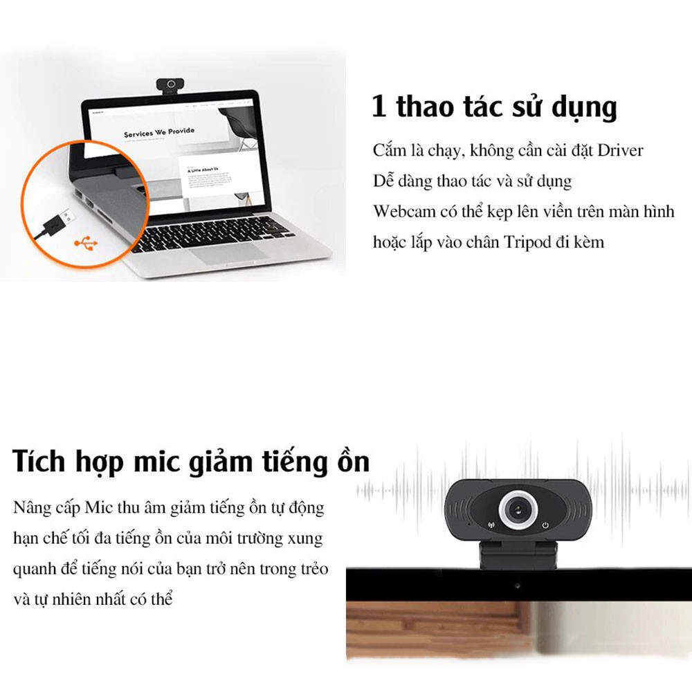 Webcam full HD 1080p Xiaomi IMILAB góc rộng 90 độ, tích hợp micro giảm ồn - Bảo hành 1 tháng - Shop Thế Giới Điện Máy