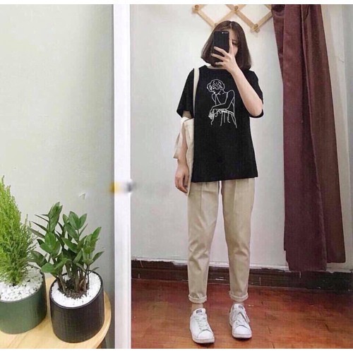 QUẦN BAGGY KAKI NỮ MÀU XÁM TRẮNG Khaki