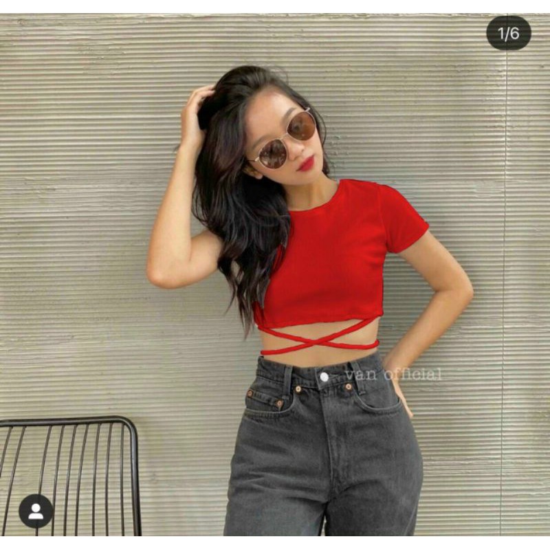 Áo croptop Thắt dây quấn bụng A3