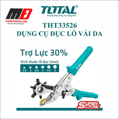 Kềm bấm lỗ dây nịt vải da bóp túi xách Trợ Lực 30% THT33526 TOTAL