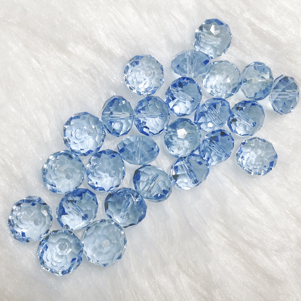 Hạt đá pha lê tròn bẹt size 8mm trong vắt lấp lánh đủ màu dùng làm lắc tay vòng dây chuyền trang sức hoa tai sang trọng