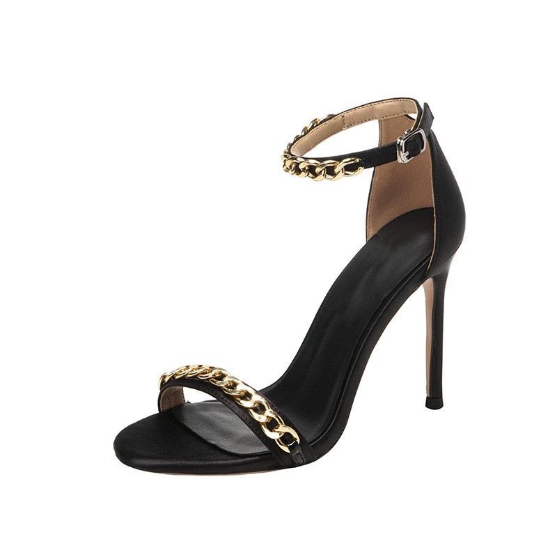 A218 giầy cao gót quai mảnh phối dây xích sang chảnh