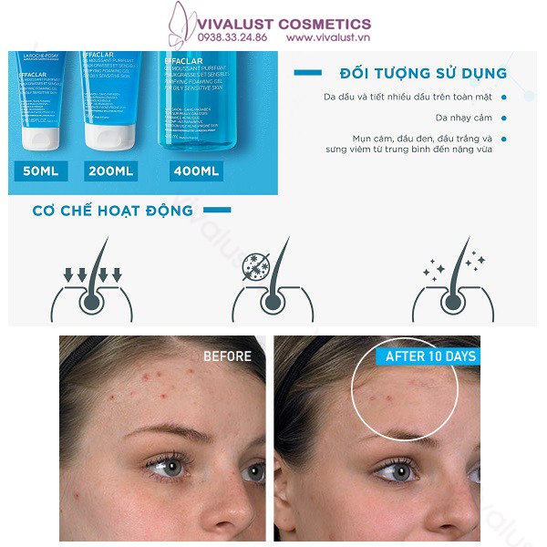 Sữa Rửa Mặt Da Dầu Mụn La Roche-Posay EFFACLAR Purifying Foaming Gel 50ml-200ml-400ml