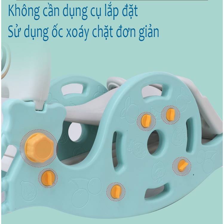 CẦU TRƯỢT 3 in 1  BẬP BÊNH, BÓNG RỔ cho bé