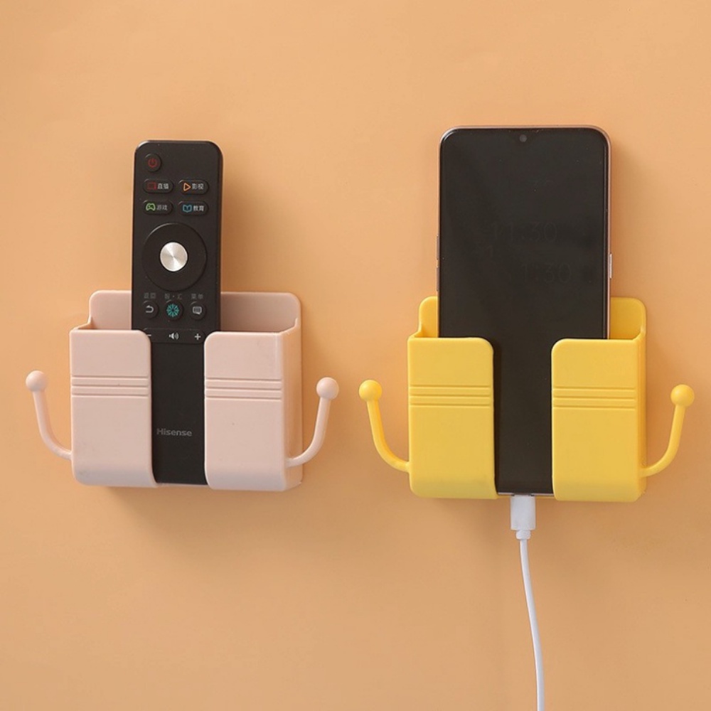 Giá đỡ điện thoại dán tường có tai để remote , kệ để điện thoại dán tường có móc treo chính hãng