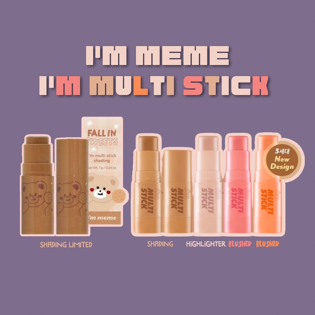 Thỏi tạo khối, bắt sáng, má hồng I'm Meme I'm Multi Stick