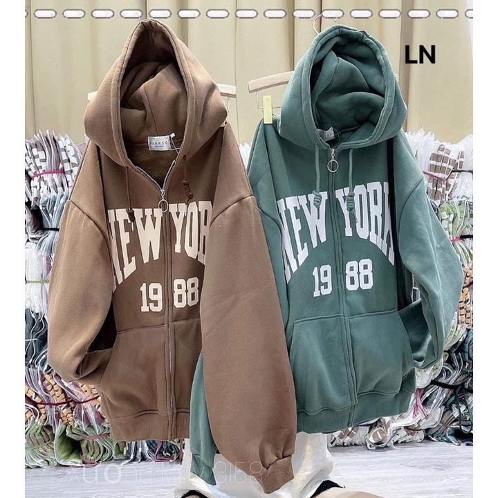 Áo khoác nỉ NEW YORK 1988 mũ 2 lớp TH6