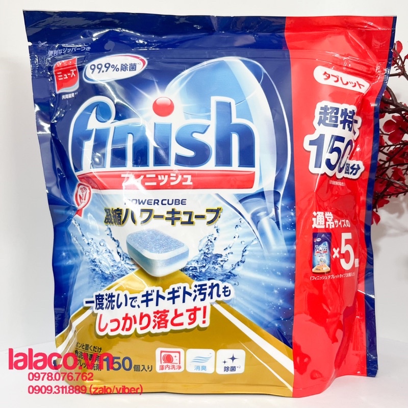 Viên rửa chén bát ly Finish 60 viên - 150 viên - dùng cho máy rửa chén bát  hàng nội địa Nhật