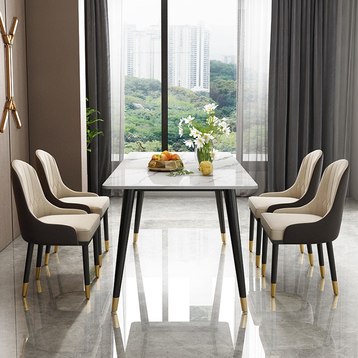 Bộ bàn ăn hiện đại kết hợp đá cẩm thạch ghế Monet , Bàn ghế phòng ăn sang trọng đẳng cấp
