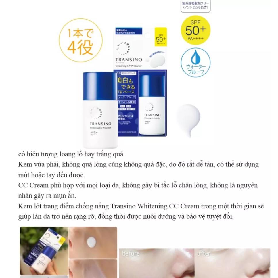 Kem Chống Nắng Dưỡng Da Transino Whitening Day Protector 30ml