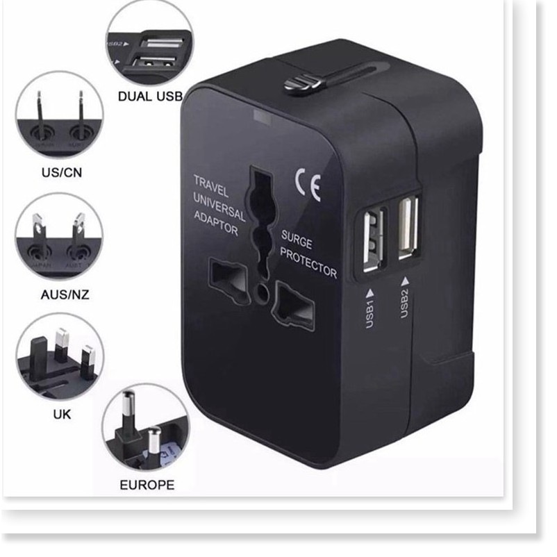 Giá Vốn - Ổ cắm điện quốc tế du lịch đa năng oc-122 2 cổng usb travel ac adapter - có video