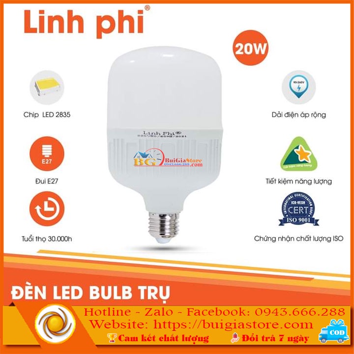 Bóng đèn Led trụ Linh Phi 20W siêu sáng - tiết kiệm điện