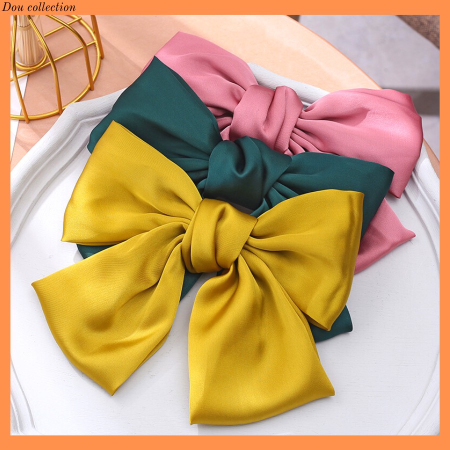 [NowShip2h] Kẹp Tóc Đính Nơ Chất Lụa Satin Mềm Nhiều Màu - Mã KT001