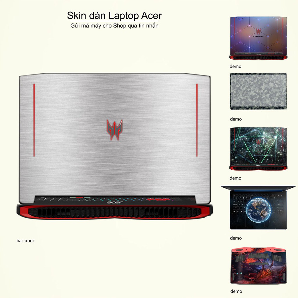 Skin dán Laptop Acer màu bạc xước (inbox mã máy cho Shop)