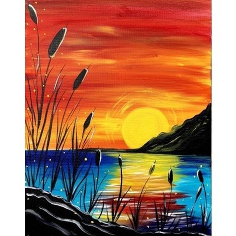 Bộ tranh đính đá 5D họa tiết phong cảnh hoàng hôn độc đáo DIY dùng trang trí