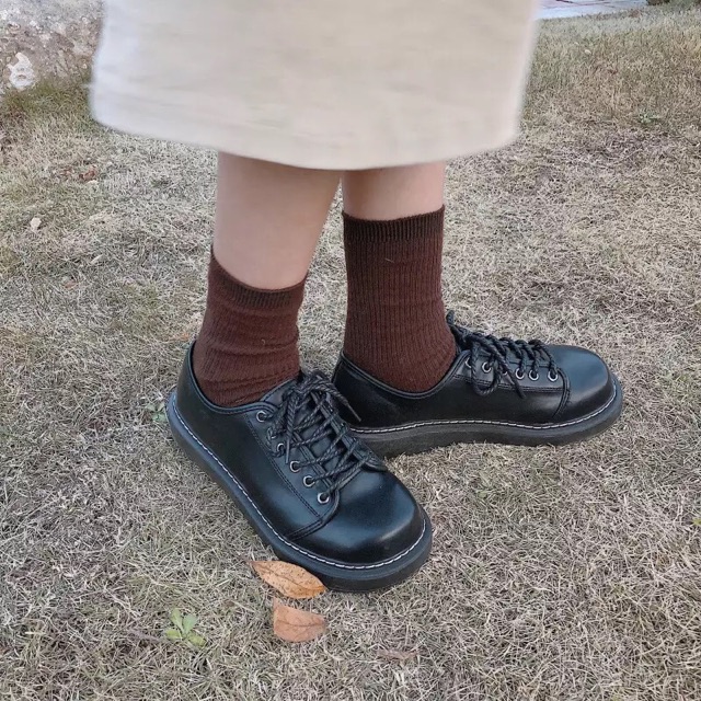 [SẴN NÂU 36] Giày ulzzang da lì dây tròn - F179 (ảnh thật ở cuối) | BigBuy360 - bigbuy360.vn