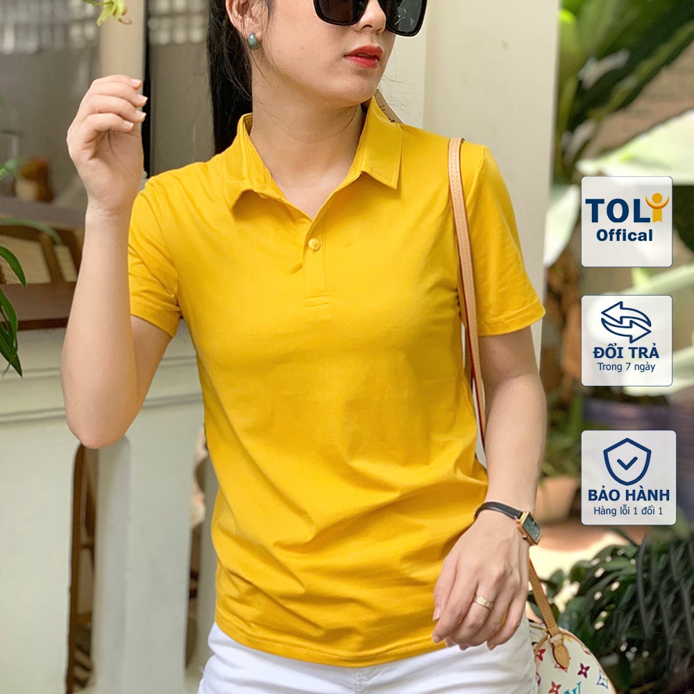 Áo thun nữ Cổ Sơ Mi (Cổ trụ) TOLI, chất cotton 4 chiều mềm mịn, co dãn Màu Vàng