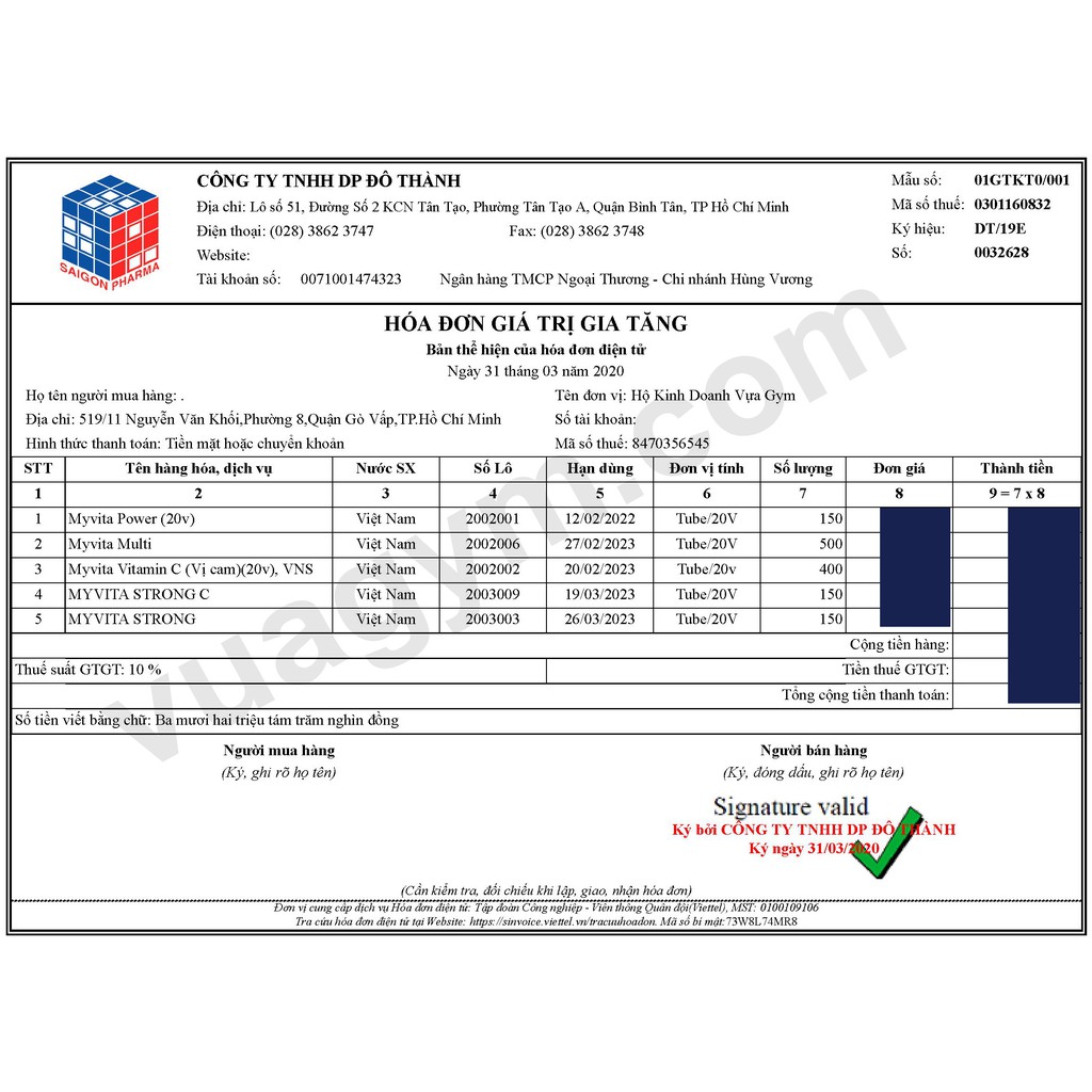 Viên Sủi Bổ Sung MyVita Strong (20 viên) | Thế Giới Skin Care