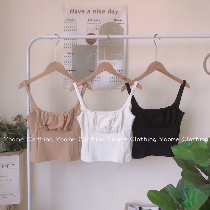 Áo hai dây nhún ngực ôm 2 lớp dày dặn cho nữ Yoomeclothing
