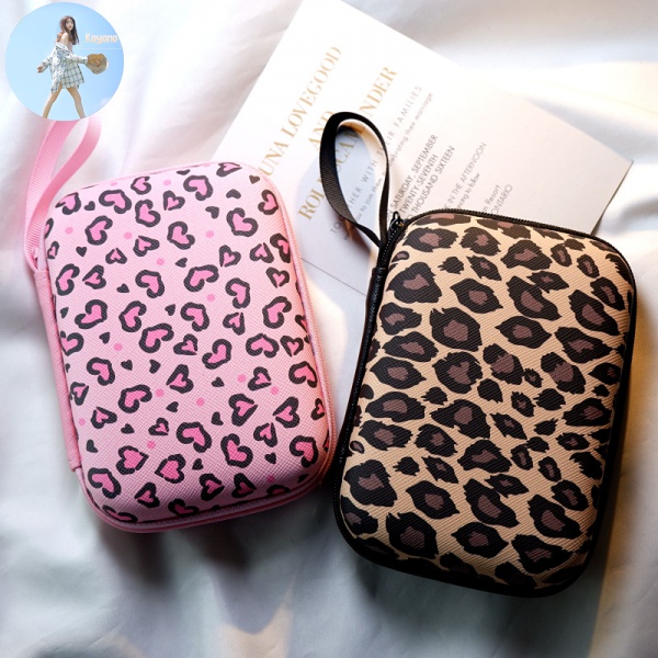 Túi Đựng Dây Cáp Sạc Tai Nghe Họa Tiết Da Báo Dễ Thương