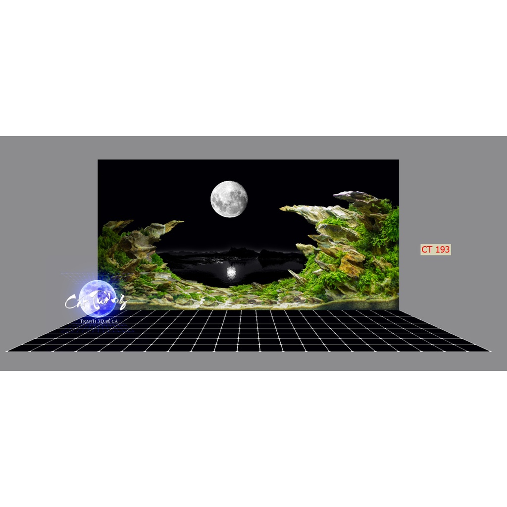 Tranh 3d. tranh dán bể cá thủy sinh, bể cá rồng