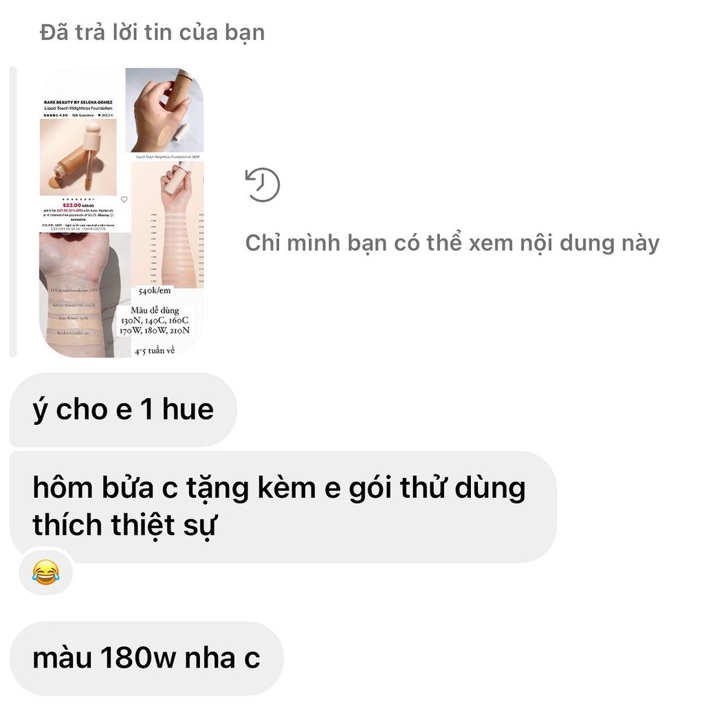 Kem nền Rare Beauty Liquid Touch Weightless $30