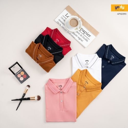 Áo thun polo nữ YODY phông tay ngắn, cổ bẻ vải Cotton,cafe, chuẩn form xuất xịn - APN3890