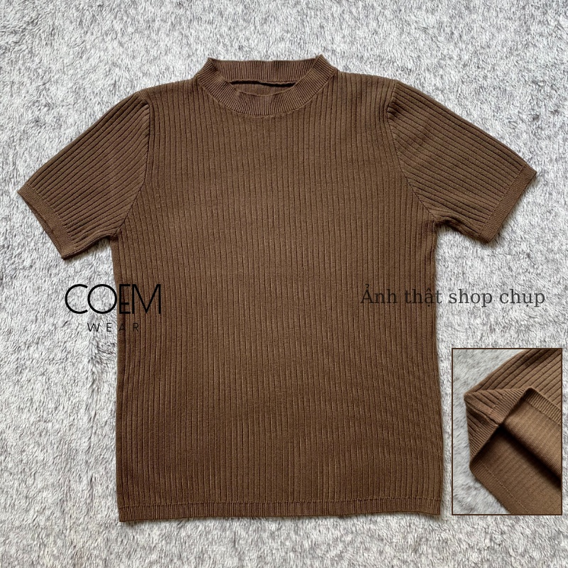 Áo len tay ngắn cổ tròn thời trang nữ đẹp hàng QCCC CW343