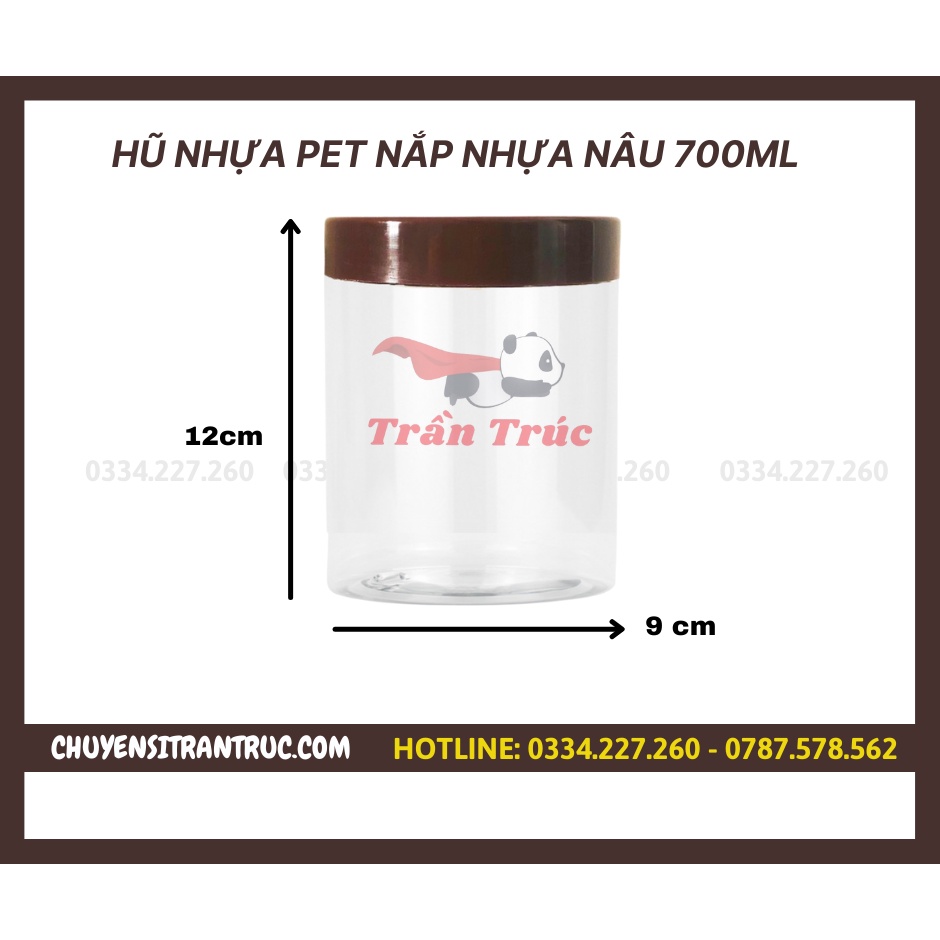 [GIÁ XƯỞNG] Hủ Nhựa Pet Nắp Nhựa Nâu Chất Lượng Size 250ml đến 1500ml