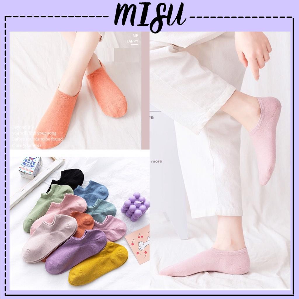 Tất Vớ Nữ Cổ Ngắn Basic, Cotton Co Giãn, Trơn Unisex Nhiều Màu Thoáng Khí Chống Hôi Chân Xuất Nhật - Misushop