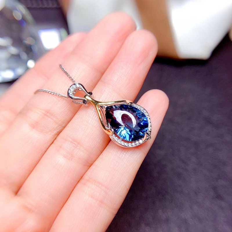 Vòng cổ bạc 925 mặt đá xanh dương sang trọng cho nữ