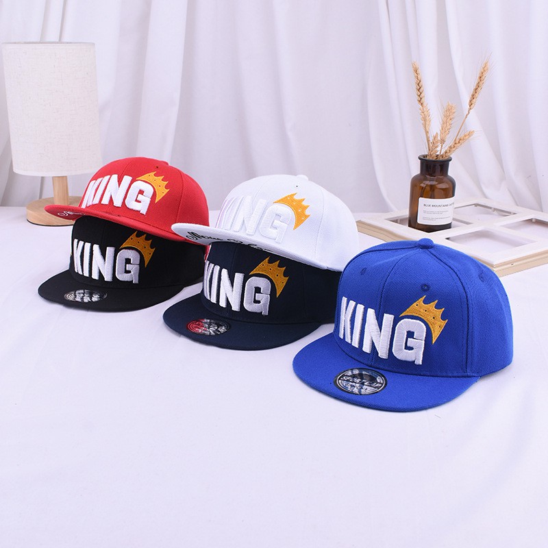Mũ thể thao thêu chữ King và Queen phong cách Hiphop cho bé
