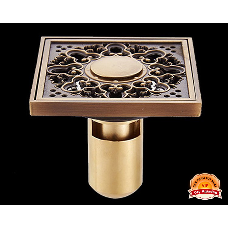 Phễu thoát sàn ngăn mùi Tân cổ điển - Hàng Siêu Cao cấp ITALIA 10x10cm Màu vàng