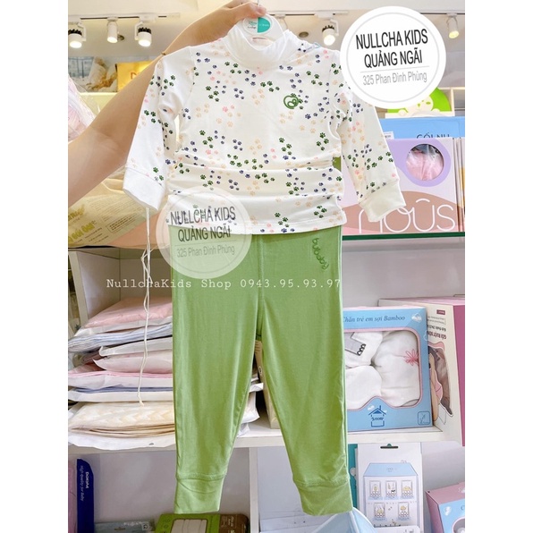 Bộ giữ nhiệt cao cổ cài vai Bu Baby hoạ tiết chân cún