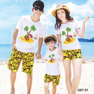 Áo thun, áo gia đình,áo nhóm đi biển họa tiết cây dừa