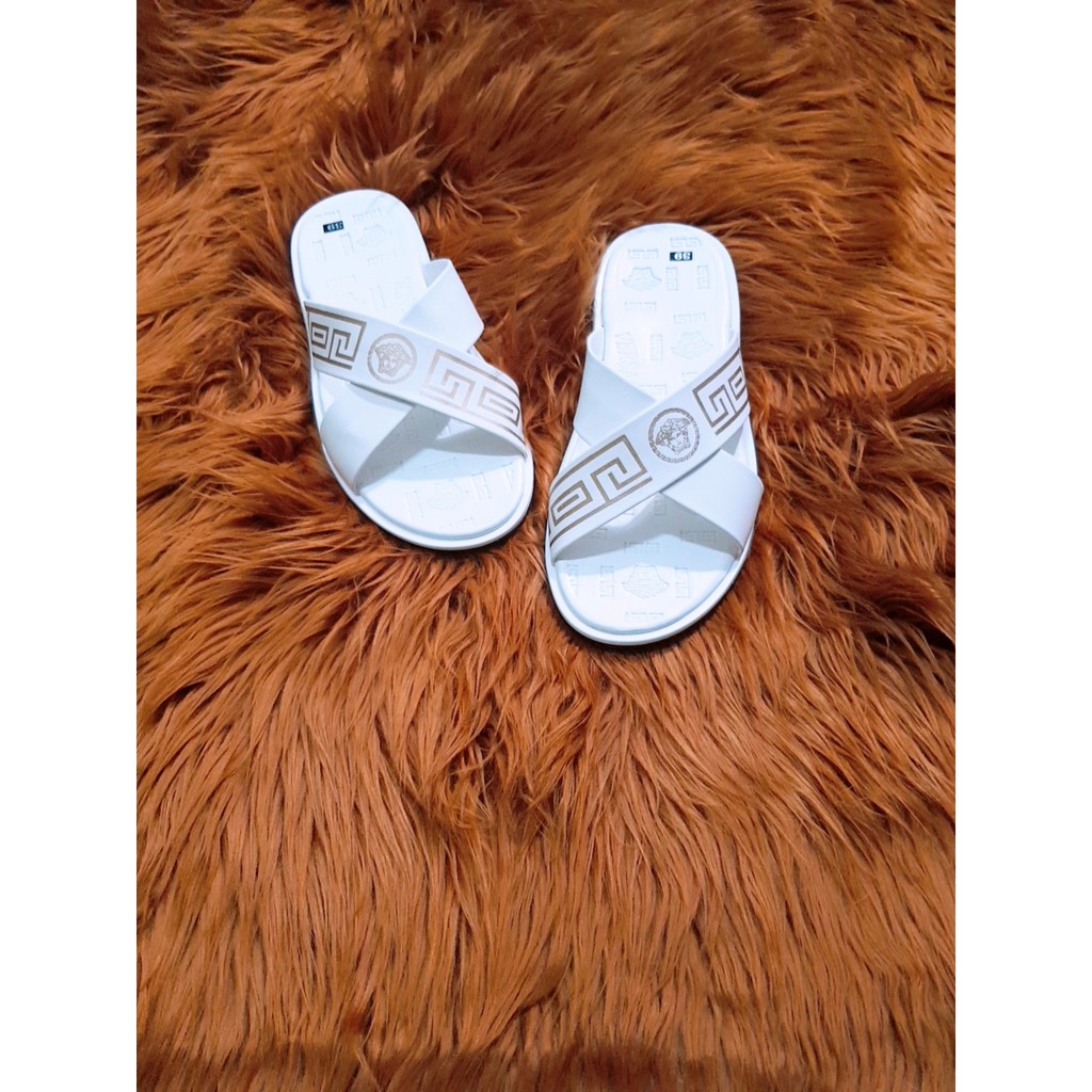 DÉP NAM CHÉO VER TRẮNG QUAI IN LỤA