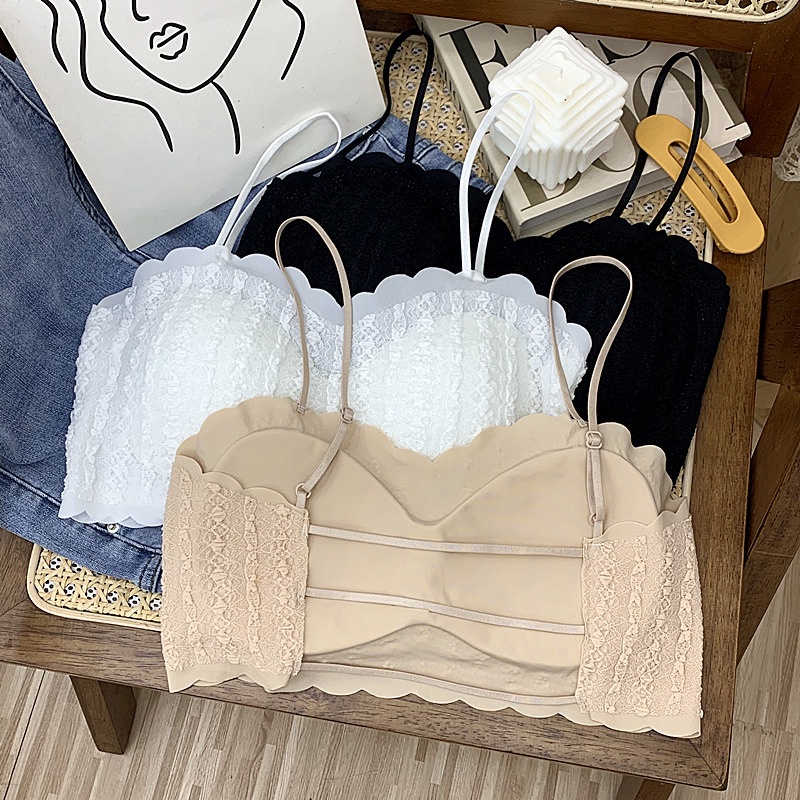 Áo Bra 2 Dây Ren, Bra Nữ Mút Mỏng, Áo Ngực Không Gọng Lượn Sóng Viền ZANA BRA B8985