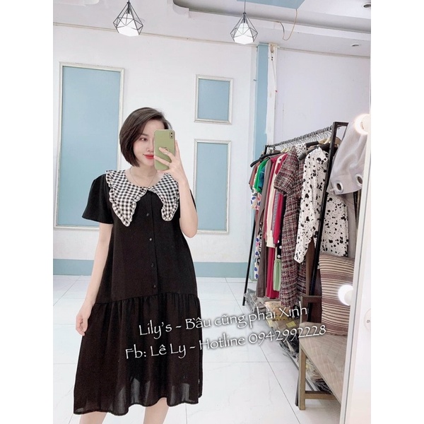 [GIÁ BÁN TƯƠNG TÁC] Váy đầm bầu công sở ĐUÔI CÁ dáng suông MAMADRESS chất lụa Hàn FREESIZE cho mẹ bầu hè