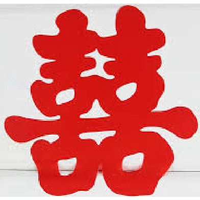 Chữ hỉ giấy dán tường,và xe ô tô đám cưới