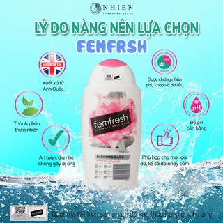 Dung dịch vệ sinh phụ nữ Femfresh màu hồng hỗ trợ ngừa viêm, nấm ngứa vùng kín,phù hợp mẹ bầu, sau sinh và bị viêm nhiễm