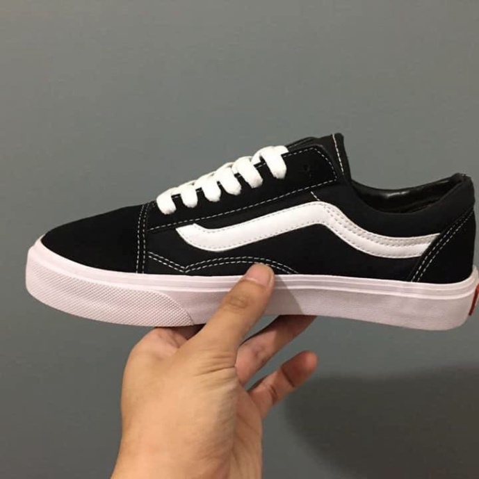 Giày Vans thể thao nam nữ - Giày Sneaker cao cấp full bill box màu đen kẻ trắng nhung nỉ đế đúc chắc chắn, sành điệu D14 | BigBuy360 - bigbuy360.vn