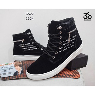 Giày sneaker cao cổ nam khóa cạnh