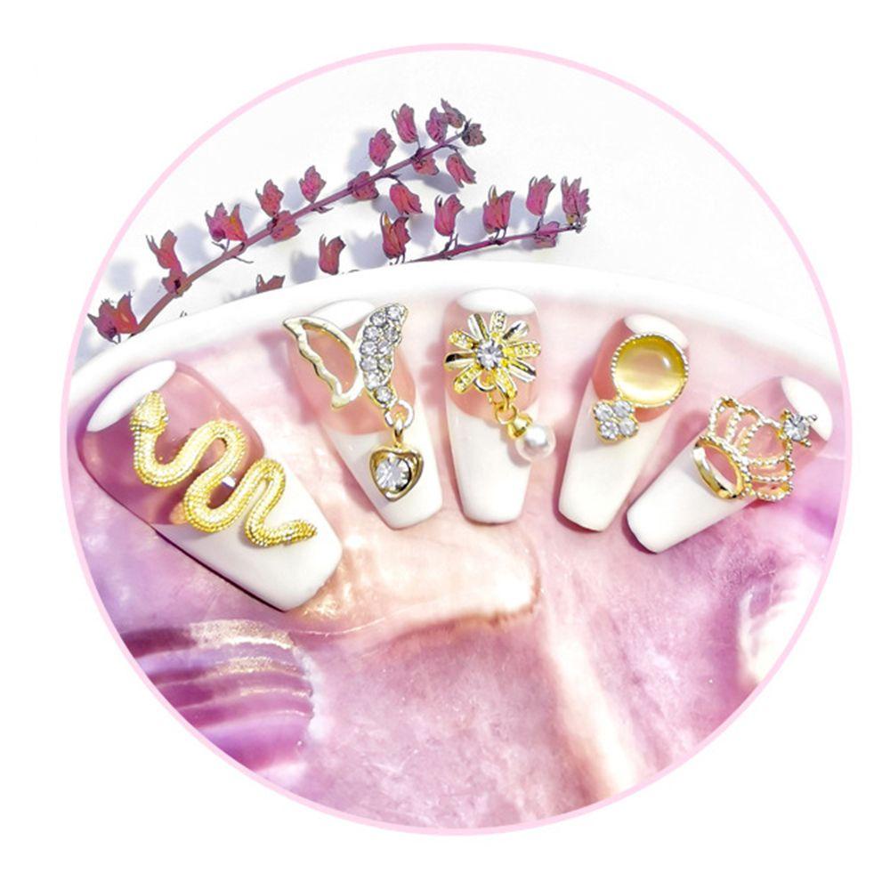 AROMA Set 10 Phụ Kiện Trang Trí Móng Tay 3D Hình Rắn Bằng Hợp Kim Sang Trọng DIY
