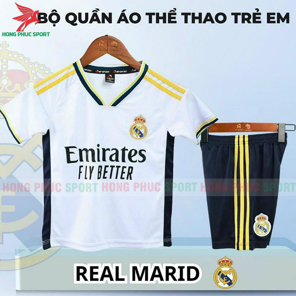 Bộ quần áo đá bóng trẻ em CLB Real mùa giải mới nhất