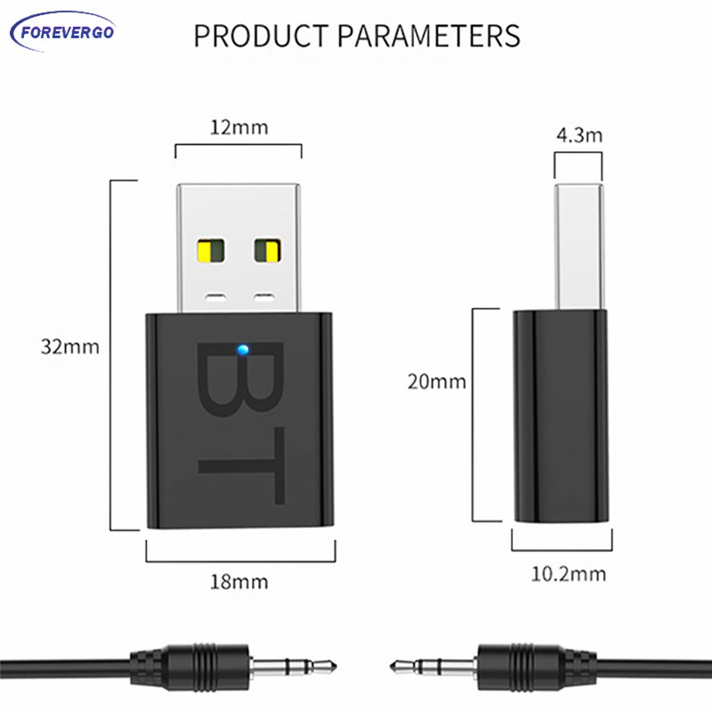 Usb Nhận Tín Hiệu Âm Thanh Bluetooth 5.0 Cho Xe Hơi / Tv / Pc / Loa