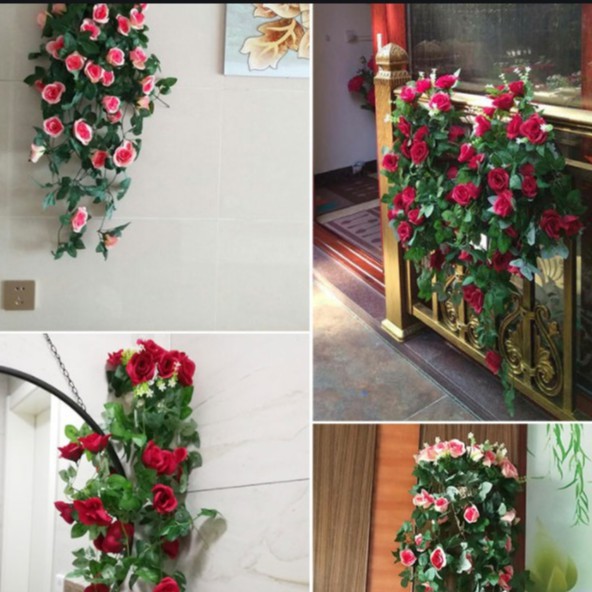 Chùm hoa hồng trang trí treo tường nhiều màu