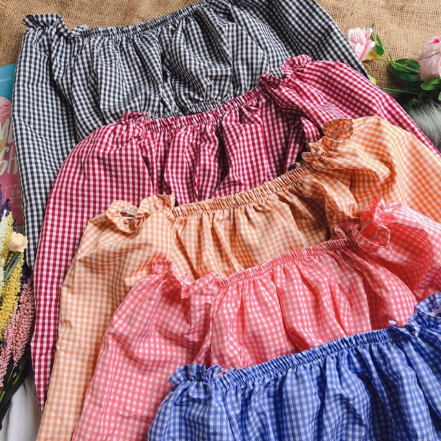 Áo croptop kiểu caro chất dày dặn, giá sale rẻ, hợp với nàng eo thon