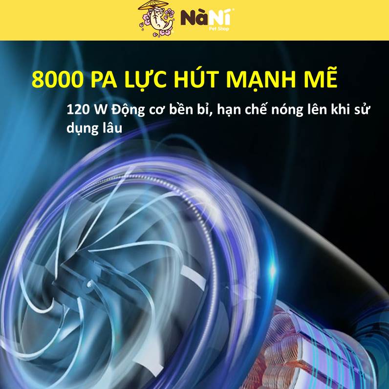 Máy hút bụi giường nệm, hút lông thú cưng công suất 8000pa - Hàng nội địa Trung -Pin liên tục 5 ngày - Nà Ní Pet Shop