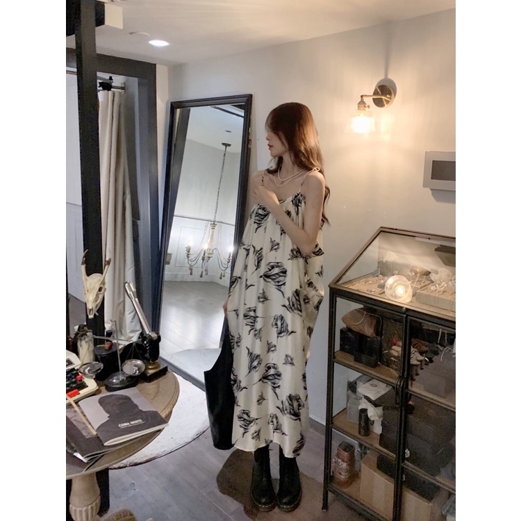 Jane Đầm suông in hoa hồng đen quyến rũ satin ẢNH THẬT CUỐI